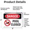 Signmission Pool Closed, 5 in W x Rectangle, Vinyl Decal OS-2PACK-DS-D-35-L-1713 - alternate 6
